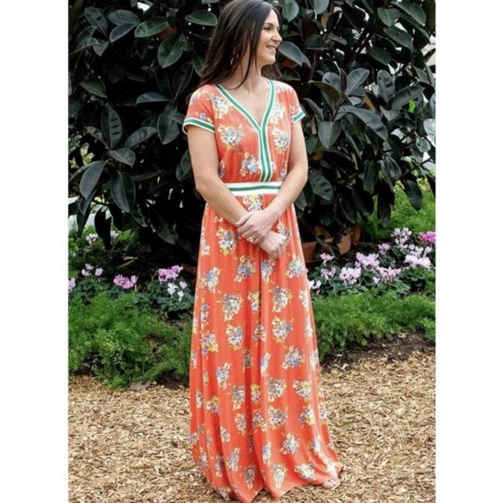 NWT Matilda Jane Orange Lets Go Together At Ease Floral Casual Maxi Dress